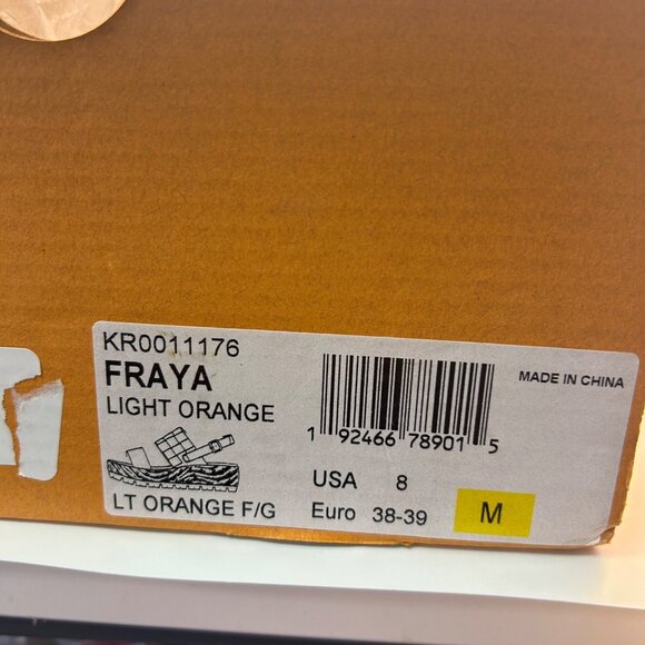 NIB Kork-Ease Fraya Platform Leather Sandal orange tan block faux wood heel 8 - Picture 2 of 10